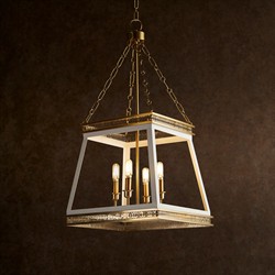 Hollis Updated Traditional White Iron Aged Brass Lantern|