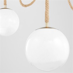 Shiloh Coastal Beach Rope White Glass Globe 3 Light Pendant|