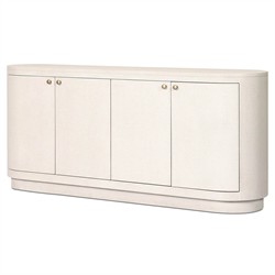 Beatrice Modern Classic Cream Painted Linen Oval Media Cabinet - 72"|
