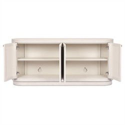 Beatrice Modern Classic Cream Painted Linen Oval Media Cabinet - 72"|