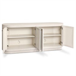 Beatrice Modern Classic Cream Painted Linen Oval Media Cabinet - 72"|