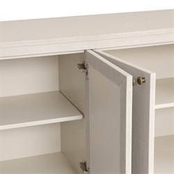 Beatrice Modern Classic Cream Painted Linen Oval Media Cabinet - 72"|