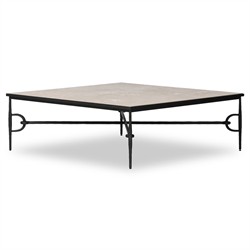 Ceasar French Country Beige Marble Square Coffee Table|