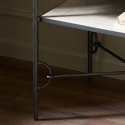 Ceasar French Country Beige Marble Wide Nightstand|