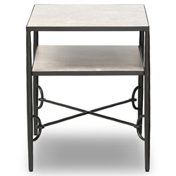 Ceasar French Country Beige Marble Wide Nightstand|