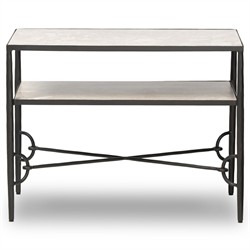 Ceasar French Country Beige Marble Wide Nightstand|