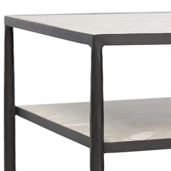 Ceasar French Country Beige Marble Wide Nightstand|