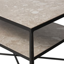 Ceasar French Country Beige Marble Wide Nightstand|