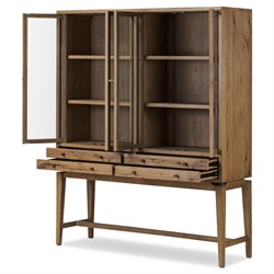 Lalaine Rustic Lodge Brown Oak Display Case|