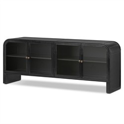 Sheila Updated Traditional Black Iron Curved Media Console - 70"|