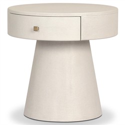 Meredith Modern Classic Cream Painted Linen Nightstand|