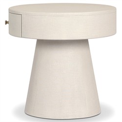 Meredith Modern Classic Cream Painted Linen Nightstand|