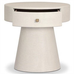 Meredith Modern Classic Cream Painted Linen Nightstand|