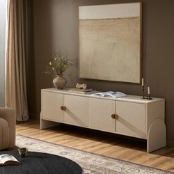 Maya Modern Classic Cream Painted Linen Media Cabinet - 84"|