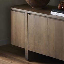 Christina Modern Classic Brown Oak Curved Media Cabinet - 92"|