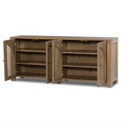 Kashton Mid Century Modern Taupe Mango Wood Arched Cane Sideboard|