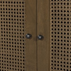 Kashton Mid Century Modern Taupe Mango Wood Arched Cane Sideboard|