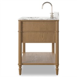 Tacorey French Country Carrara Marble Brown Oak Vanity Sink - 36"|