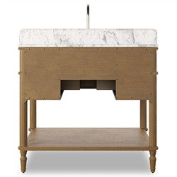 Tacorey French Country Carrara Marble Brown Oak Vanity Sink - 36"|
