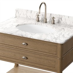 Tacorey French Country Carrara Marble Brown Oak Vanity Sink - 36"|