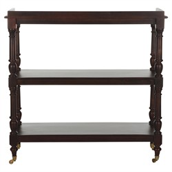 Achard French Country Dark Brown Mango Wood Caster Bar Cart|