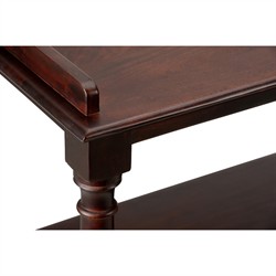 Achard French Country Dark Brown Mango Wood Caster Bar Cart|