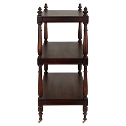 Achard French Country Dark Brown Mango Wood Caster Wide Bar Cart|