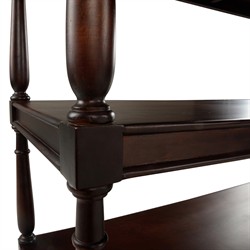 Achard French Country Dark Brown Mango Wood Caster Wide Bar Cart|