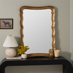 Elliren Updated Traditional Gold Wavy Frame Wall Mirror|