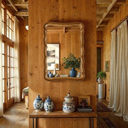 Elliren Updated Traditional Gold Wavy Frame Wall Mirror|