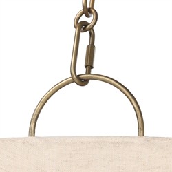 Tegan Updated Traditional Tan Linen Shade Antique Brass Iron Pendant|