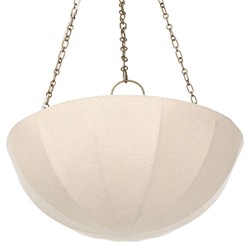 Tegan Updated Traditional Tan Linen Shade Antique Brass Iron Pendant|