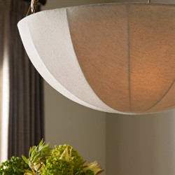 Tegan Updated Traditional Tan Linen Shade Antique Brass Iron Pendant|