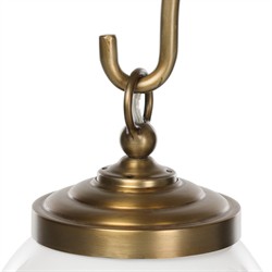 Charisse French Country Aged Brass Iron White Globe Chandelier|