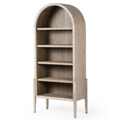 Ivan Updated Traditional White Oak Wood Arched Bookcase|