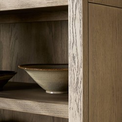 Ivan Updated Traditional White Oak Wood Arched Bookcase|