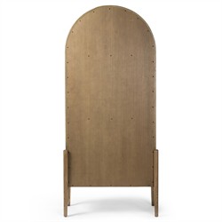 Ivan Updated Traditional Brown Oak Wood Arched Bookcase|