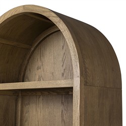 Ivan Updated Traditional Brown Oak Wood Arched Bookcase|