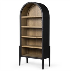 Ivan Updated Traditional Brown Black Oak Wood Arched Bookcase|