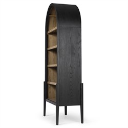 Ivan Updated Traditional Brown Black Oak Wood Arched Bookcase|