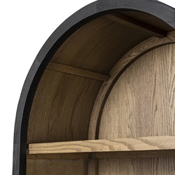 Ivan Updated Traditional Brown Black Oak Wood Arched Bookcase|