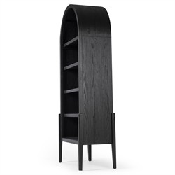 Ivan Updated Traditional Black Oak Wood Arched Bookcase|