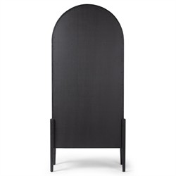 Ivan Updated Traditional Black Oak Wood Arched Bookcase|