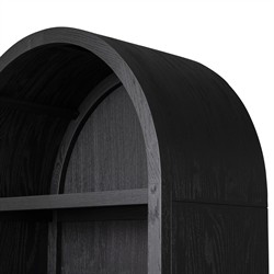 Ivan Updated Traditional Black Oak Wood Arched Bookcase|