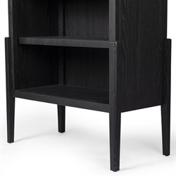 Ivan Updated Traditional Black Oak Wood Arched Bookcase|