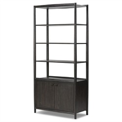 Genesis Rustic Lodge Smoked Black Oak Wood Bookcase|