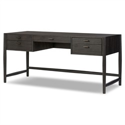 Genesis Rustic Lodge Smoked Black Oak Wood Executive Desk|
