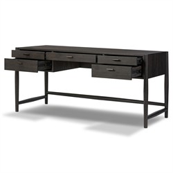 Genesis Rustic Lodge Smoked Black Oak Wood Executive Desk|