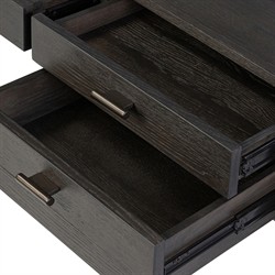 Genesis Rustic Lodge Smoked Black Oak Wood Executive Desk|