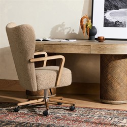 Miah Modern Classic Camel Sheepskin Office Chair|